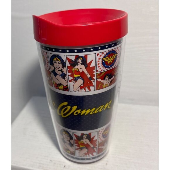 Wonder Woman 16OZ Tumbler Red Lid Silver Buffalo DC  Comics - Picture 2 of 10